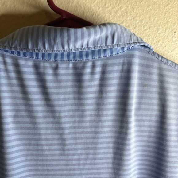 Peter Millar Summer Comfort Men's Medium Blue Striped Short Sleeve LR Logo - Picture 11 of 12